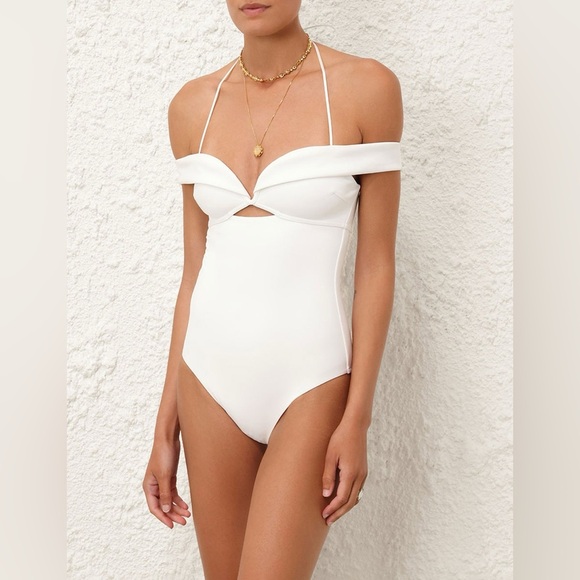 Zimmermann Lexi Ivory Off Shoulder One Piece Size 2 AU / 6 US - Picture 9 of 12